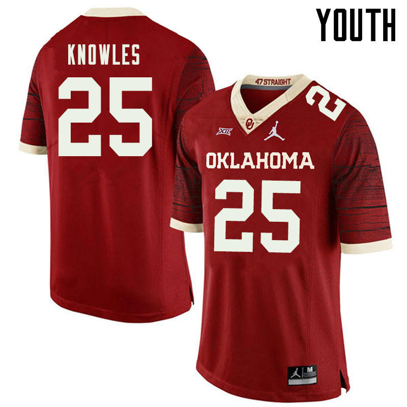 Jordan Brand Youth #25 Jaden Knowles Oklahoma Sooners College Football Jerseys Sale-Retro